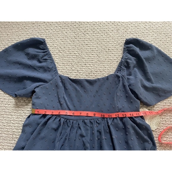 New Altar’d State Romper Dress Size Large Blue Lined Dots Flutter Sleeves - Picture 9 of 9